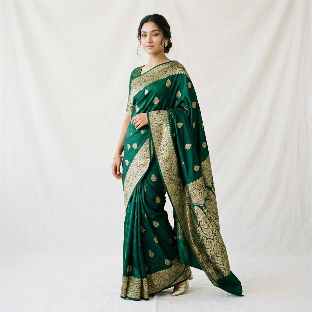 Model wearing Vaka Saree